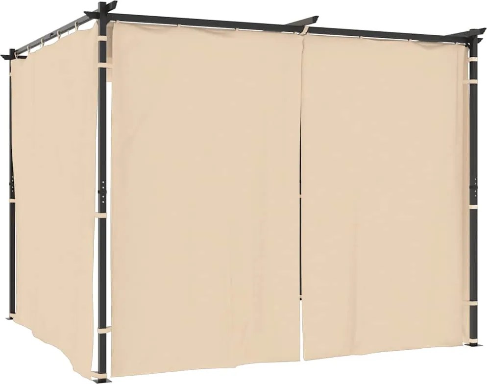 vidaXL krémszínű acél pavilon függönyökkel 3 x 3 m