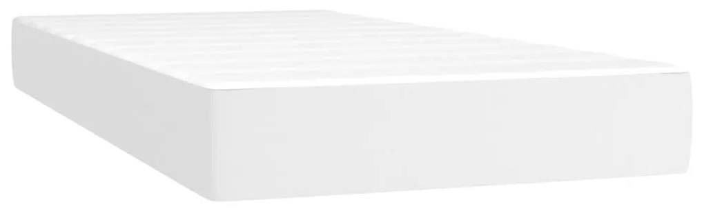 fehér műbőr rugós ágy matraccal és LED-del 80 x 200 cm