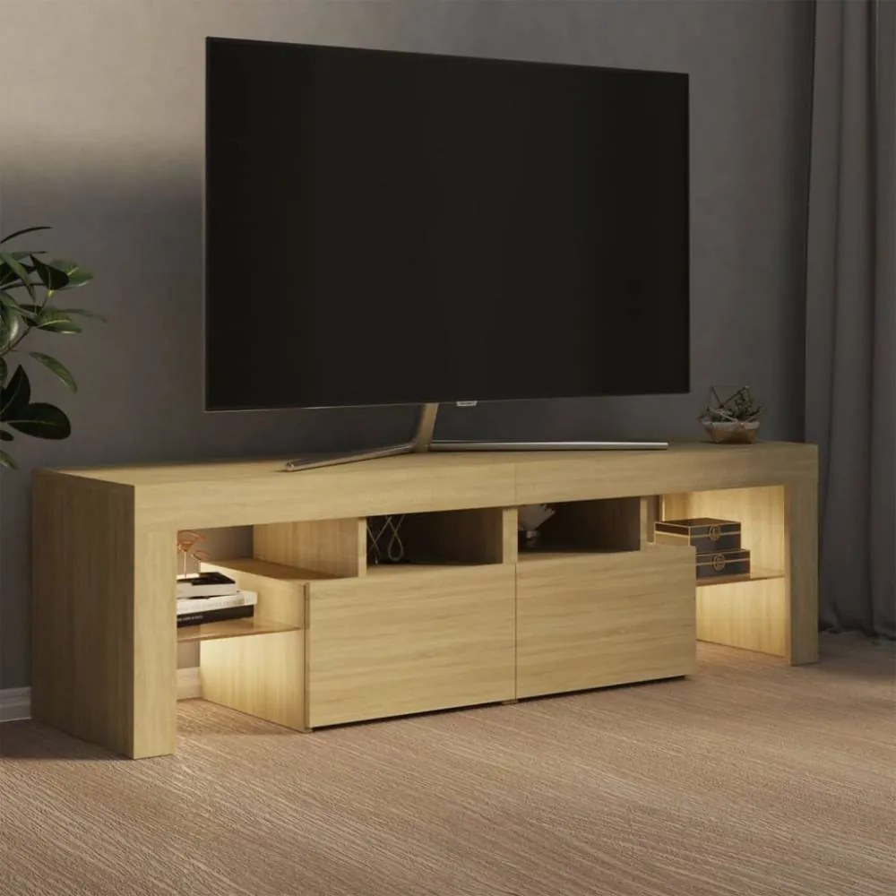 Sonoma-tölgy színű tv-szekrény led-lámpákkal 140 x 36,5 x 40 cm