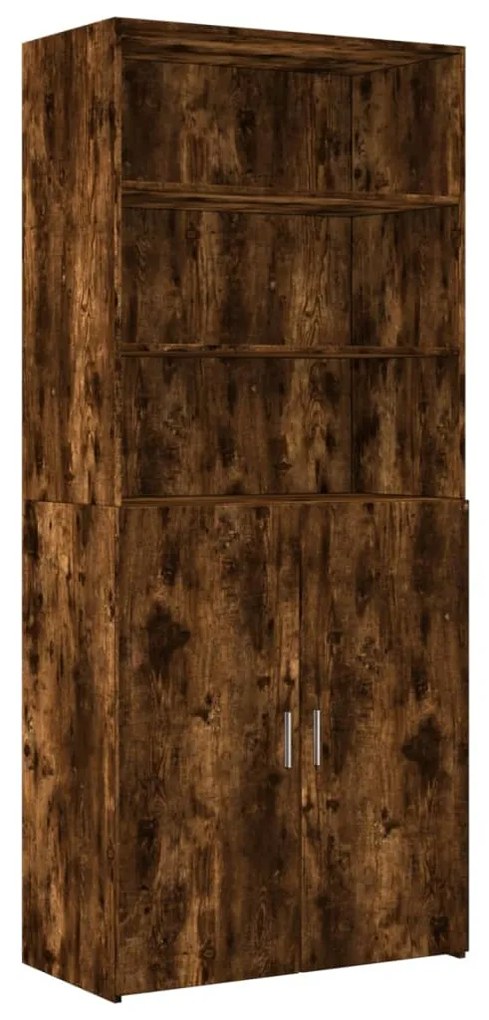 füstös tölgy színű szerelt fa magasszekrény 80 x 42,5 x 249 cm