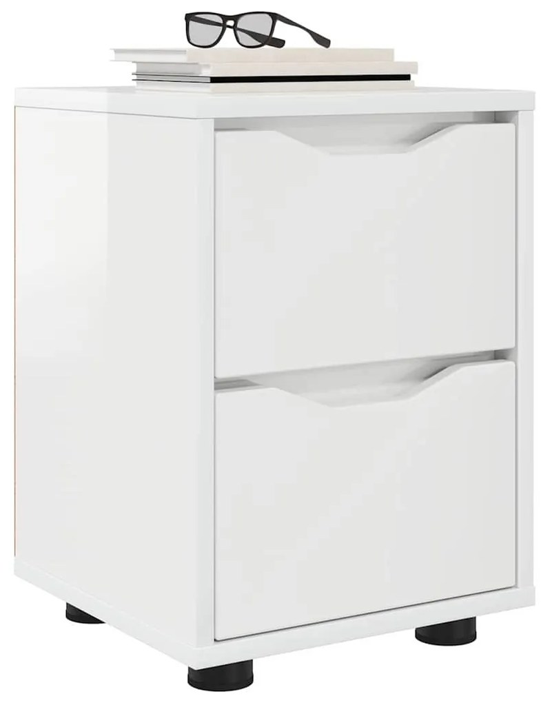 vidaXL Éjjeliszekrények 2 pcs Magas Fényű Fehér 30,5 x 30 x 43 cm