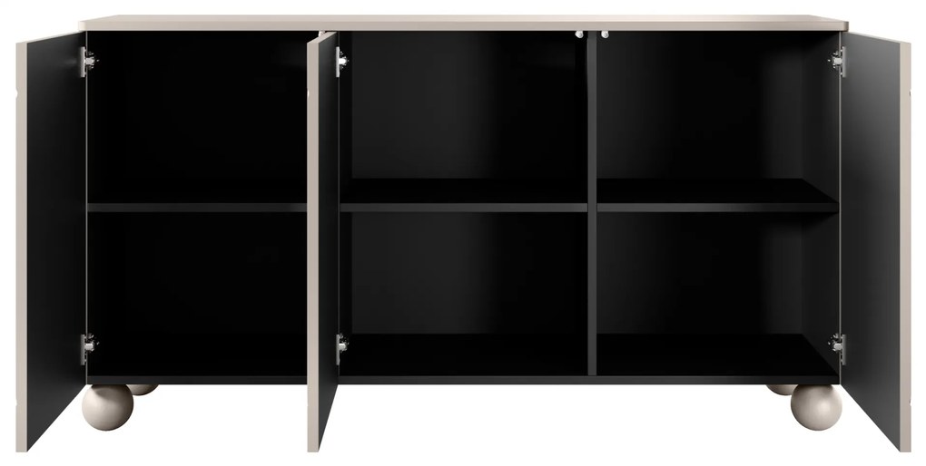 Sonatia II háromajtós komód 150 cm gömb lábakkal - kasmír