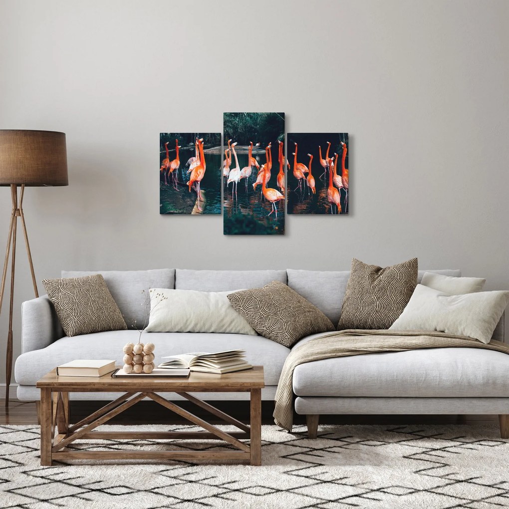 Vászonkép - Flamingók csordája (90x60 cm)