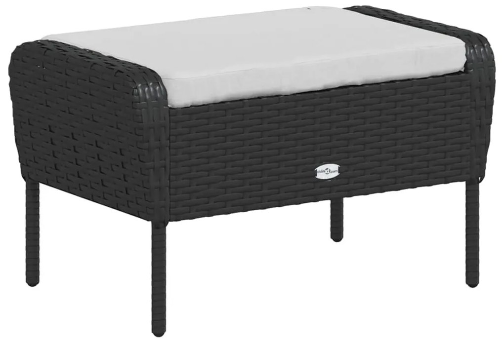 fekete polyrattan kerti szék lábtartóval