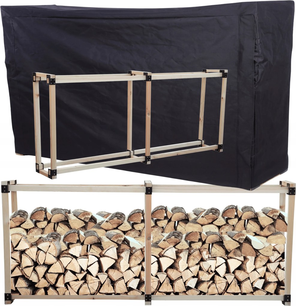 Fa tűzifa tartó huzat 0,8 m3 Tömör fa állvány