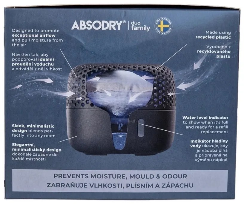 Absodry Duo , Family Bag 3-series nedvességelnyelő, do 30 m3 , Midnight Blue
