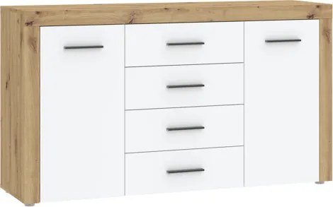 GAMA 2 ajtós, 4 fiókos szekrény | Artisan tölgy + Fehér