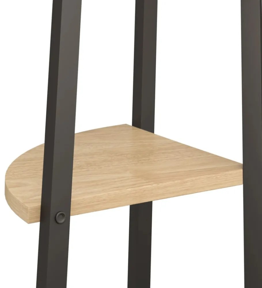 4 szintes világosbarna és fekete sarokpolc 45,5 x 31,5 x 150 cm