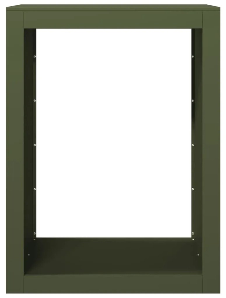 zöld acél tűzifatároló 60 x 40 x 80 cm
