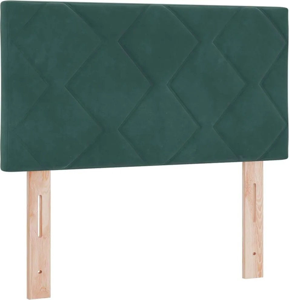 vidaXL LED ágytámla Sötétzöld 80 cm Műbőr