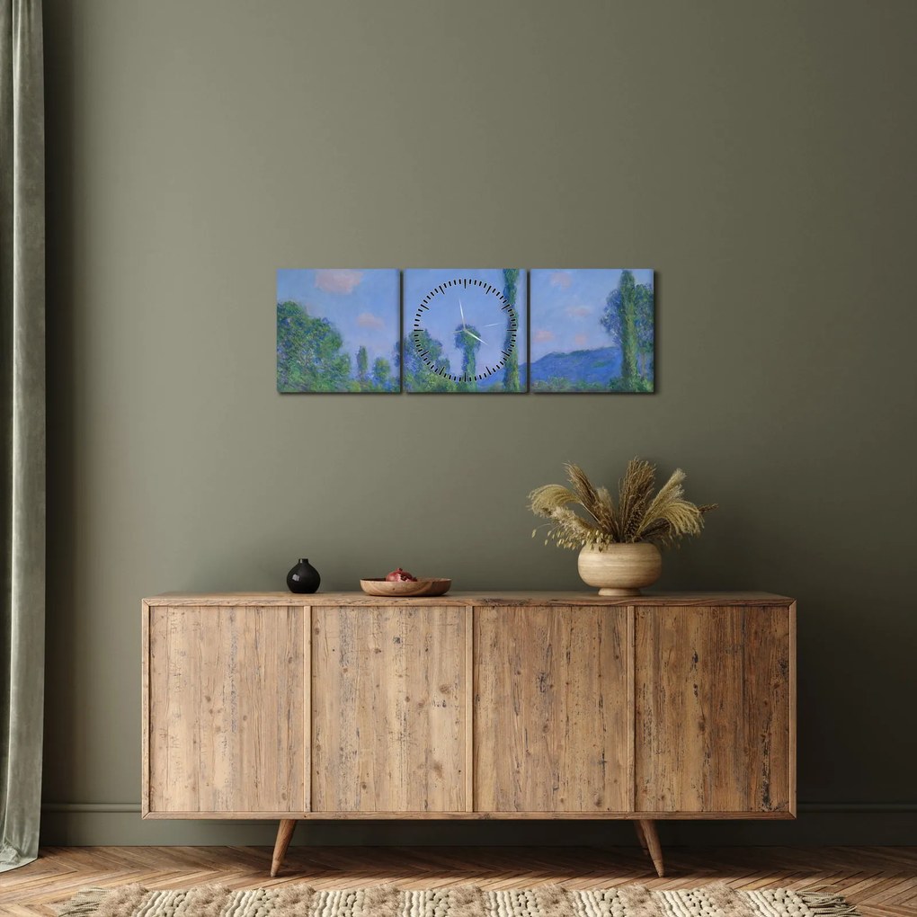 Kép - Claude Monet, Poppy Field (Giverny), reprodukciók (órával) (90x30 cm)