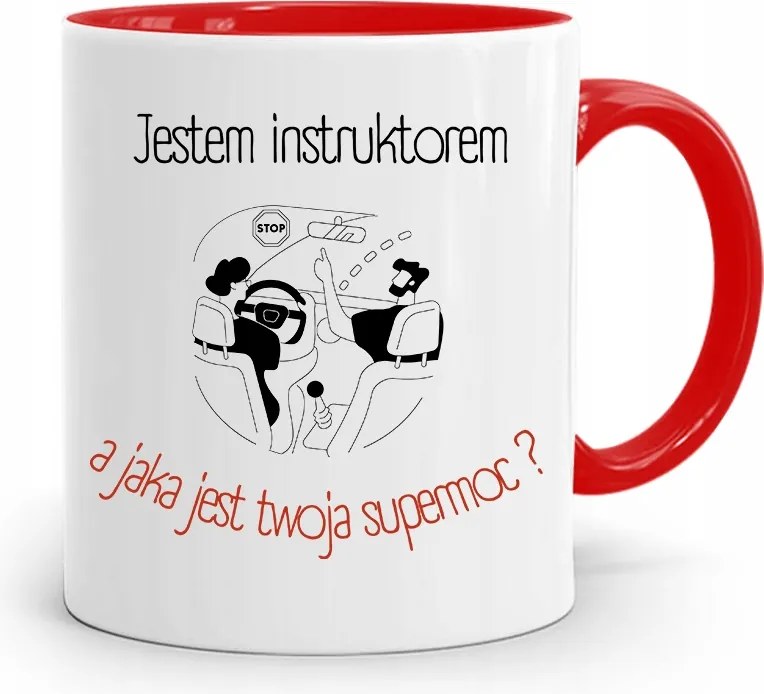 Vezetői Oktatónak Piros Bögre Ajándék fényképes nyomtatással