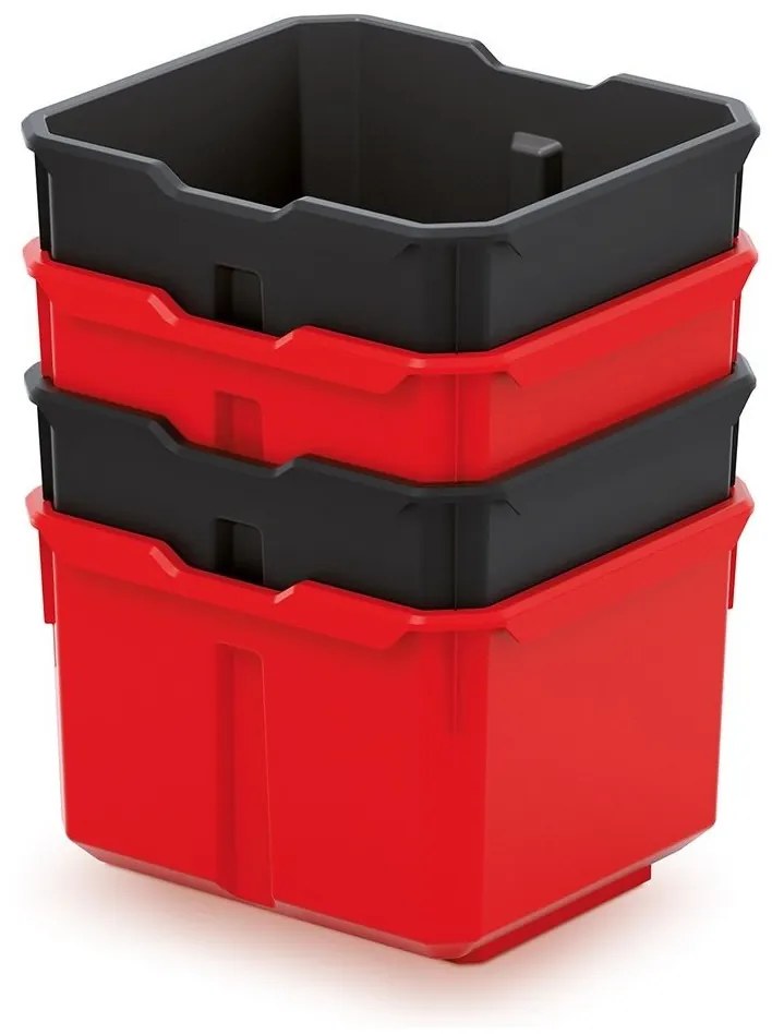 Kistenberg 4 műanyag szerszámosláda készlet X BLOCK BOX 157x140x210 fekete/piros