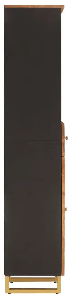 barna és fekete tömör mangófa fürdőszobaszekrény 38x33,5x160 cm