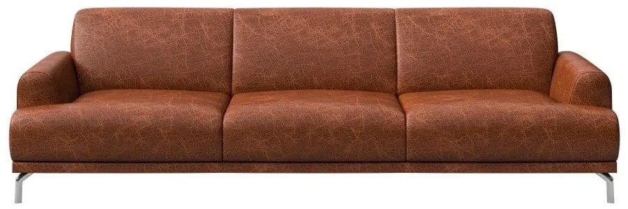 Puzo konyakbarna bőrkanapé, 240 cm - MESONICA