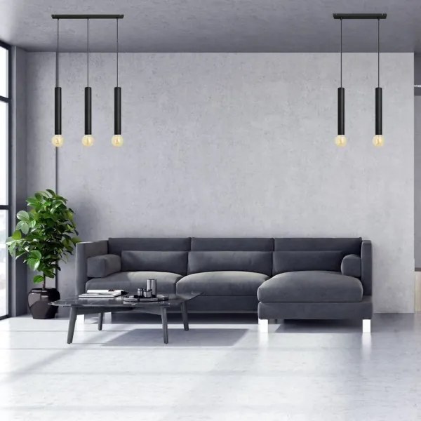 Csillár zsinóron TUBA 3xE27/15W/230V fekete