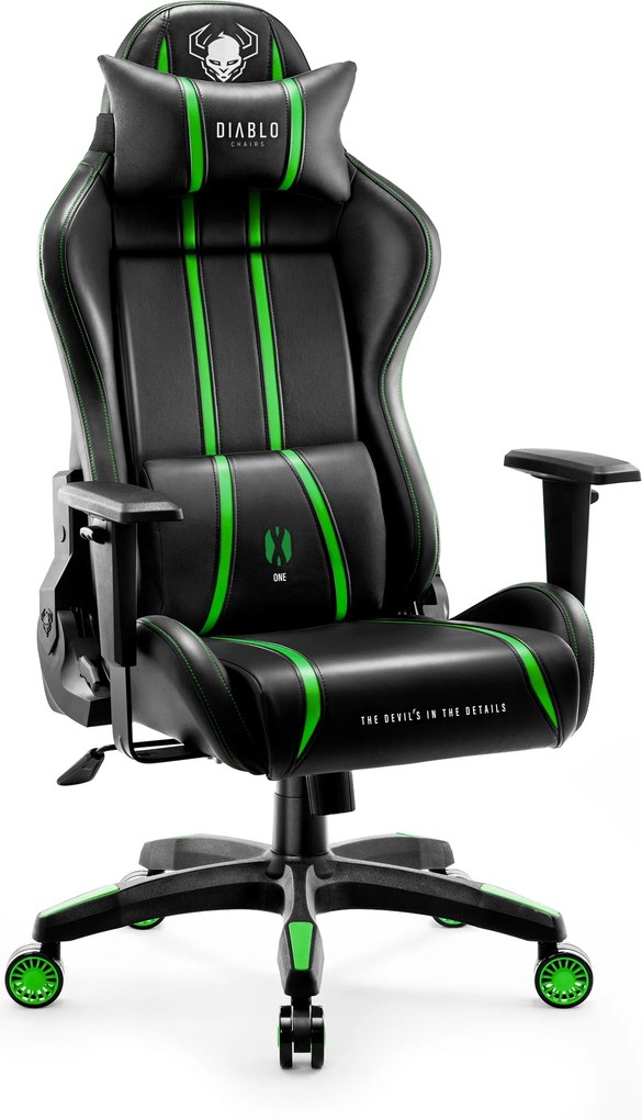 Gamer szék műbőr Normal Size, fekete-zöld: Diablo X-One 2.0