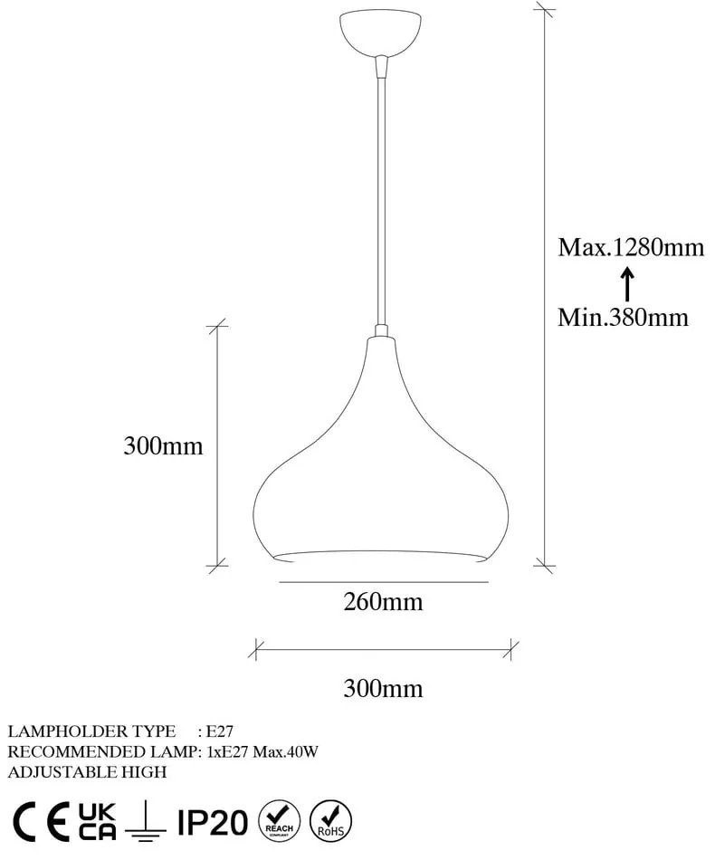 Függőlámpa fém búrával ø 26 cm Muba – Opviq lights
