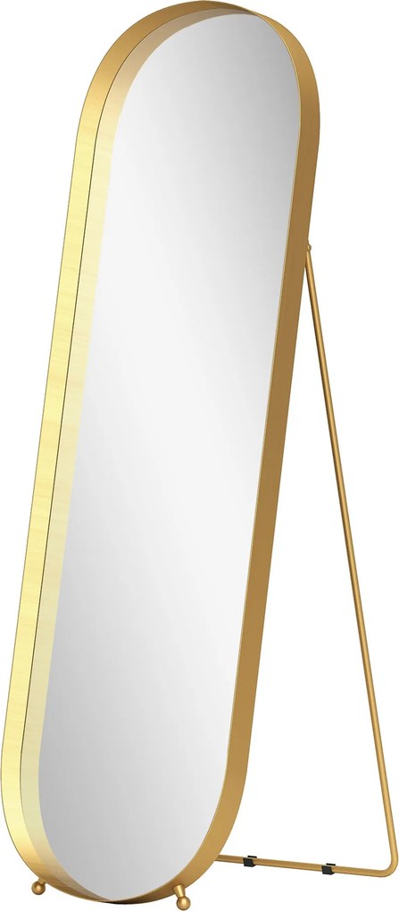 HOMCOM Teljes hosszú tükör 160 x 50 cm Ívelt állványtükör Fém kerettel és törésbiztos üveggel, Álló tükör, Támasztótükör Nappaliba, Hálószobába, Elősz