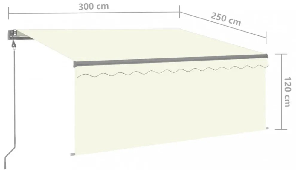 krémszínű automata kihúzható napellenző redőnnyel 3 x 2,5 m