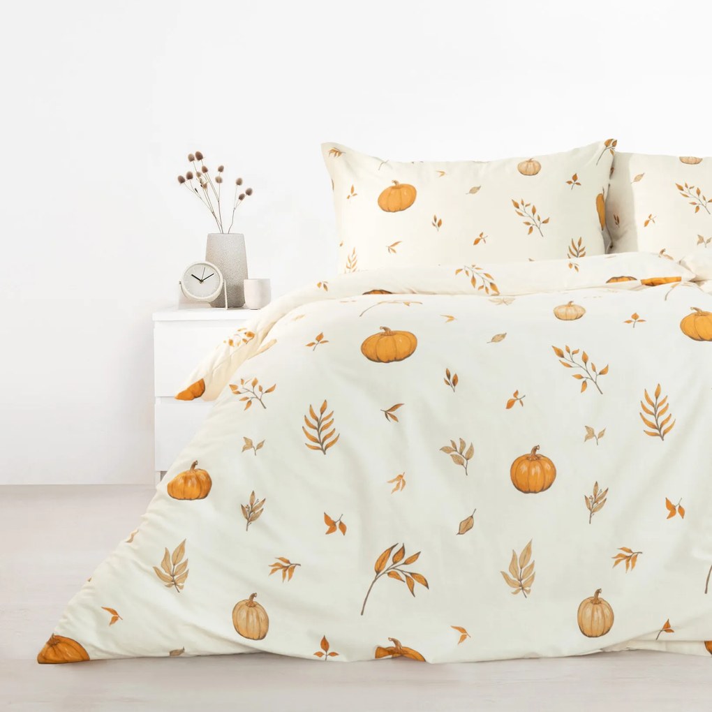 Goldea flanel ágyneműhuzat - őszi tökök és levelek 220 x 200 és 2db 70 x 90 cm