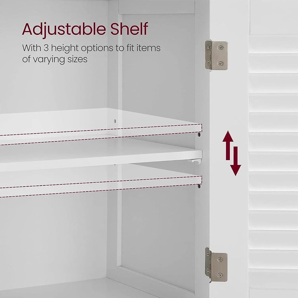 Szabadon álló ajtós szekrény, fürdőszobai padlószekrény 60 x 30 x 80 cm, fehér