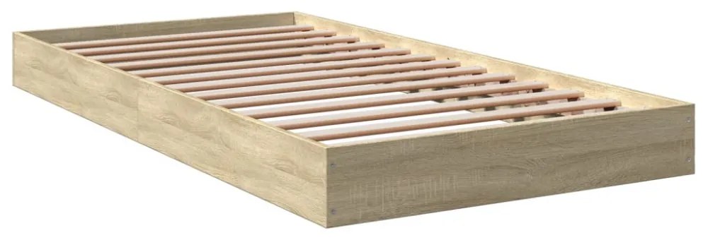 sonoma tölgy színű szerelt fa ágykeret matrac nélkül 100x200 cm
