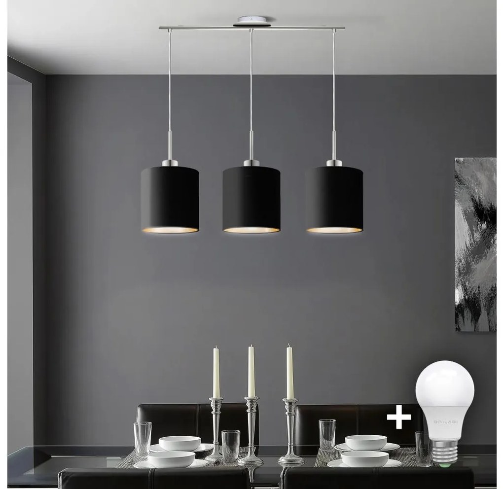 Eglo Eglo - LED  Csillár zsinóron TUNJA 3xE27/60W/230V fekete EG32521B