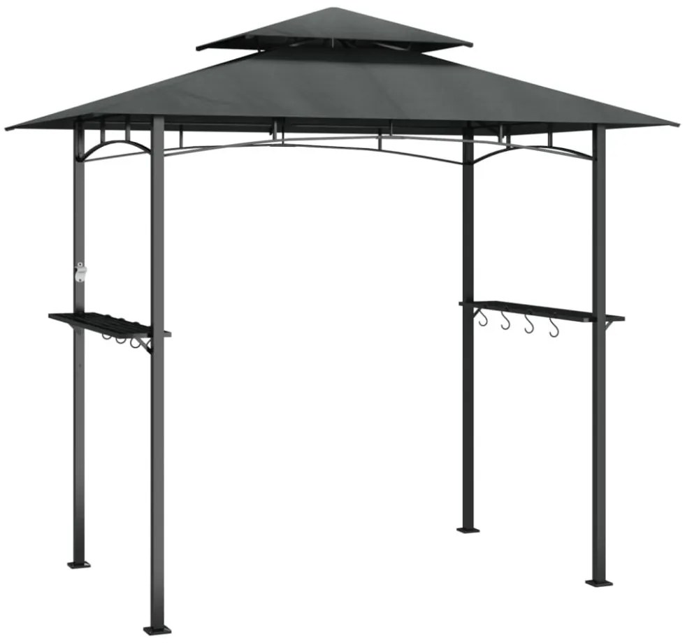 antracit acél grillező pavilon oldalsó polcokkal 240x150x243 cm