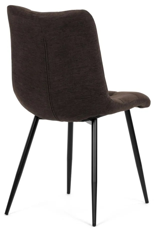 Scaun de sufragerie, material maro, picioare metalice negre
