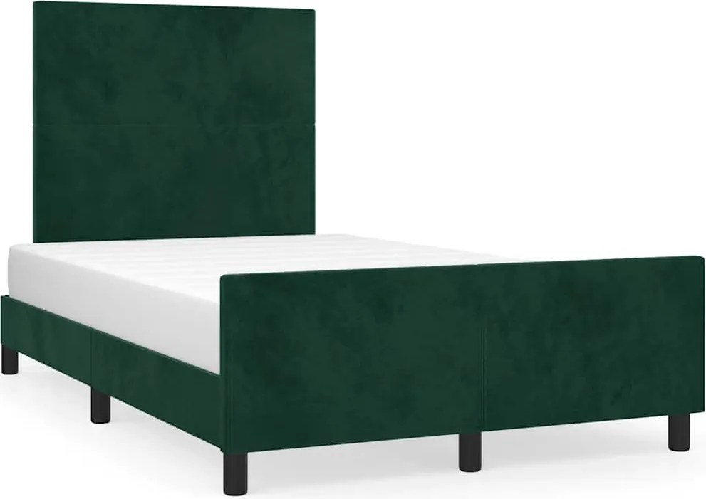 vidaXL sötétzöld bársony ágykeret matrac nélkül 120 x 200 cm