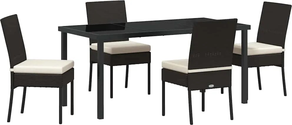 vidaXL Kert étkező szett 5 pcs Fekete Porszórt acél