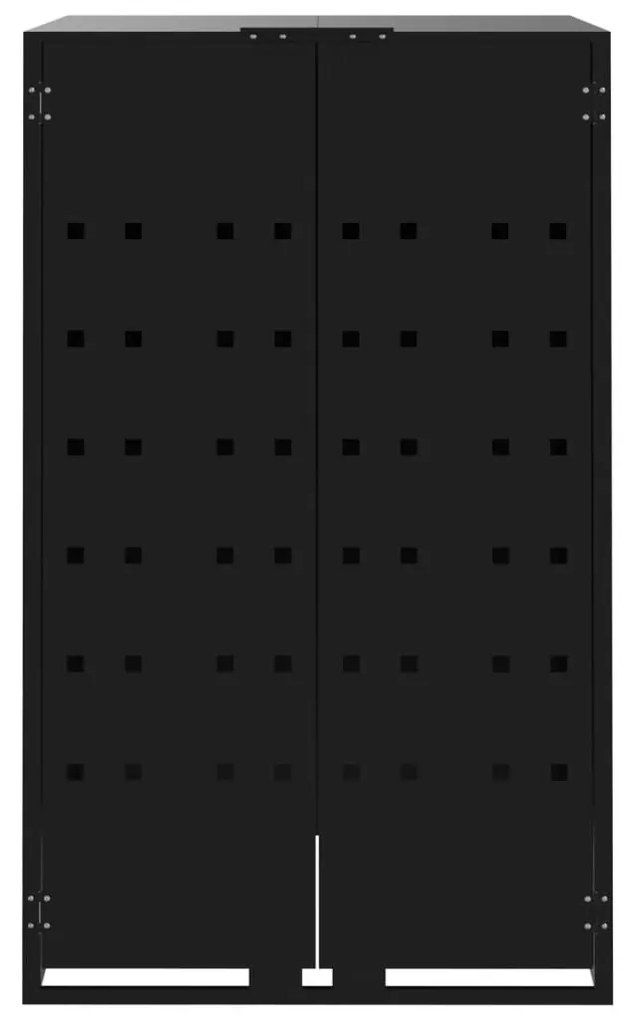 fekete acél kerekes tároló 4 szemeteskukához 276 x 79 x 117 cm