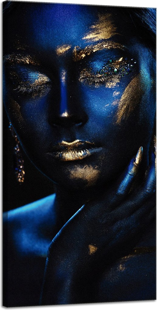 Vászonkép Elmélkedő Nő Arany ékszerek 40x80 cm