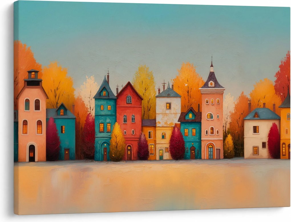 Kép - Őszi falu (70x50 cm)