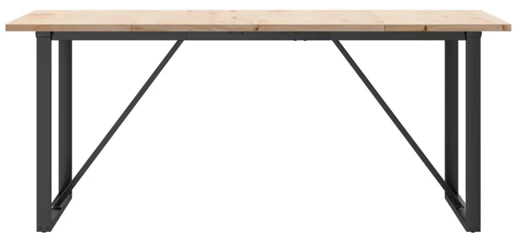tömör fenyőfa és öntöttvas étkezőasztal O-vázzal 180x90x75,5 cm