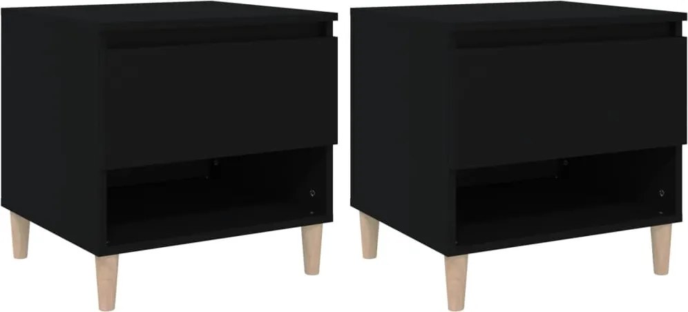 vidaXL 2 db fekete szerelt fa éjjeliszekrény 50 x 46 x 50 cm