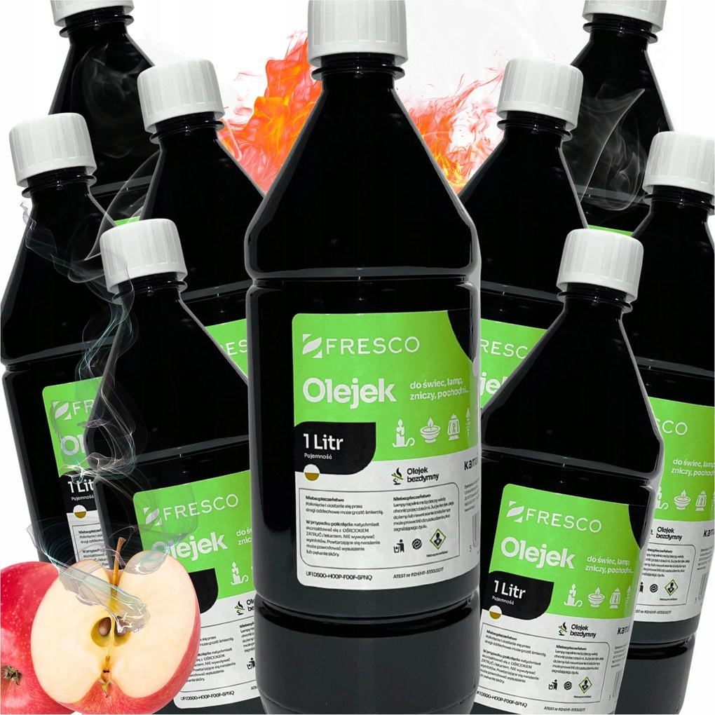 10 db-os Alma illatú olaj szett gyertyalámpákhoz Üzemanyag Füstmentes fáklyákhoz