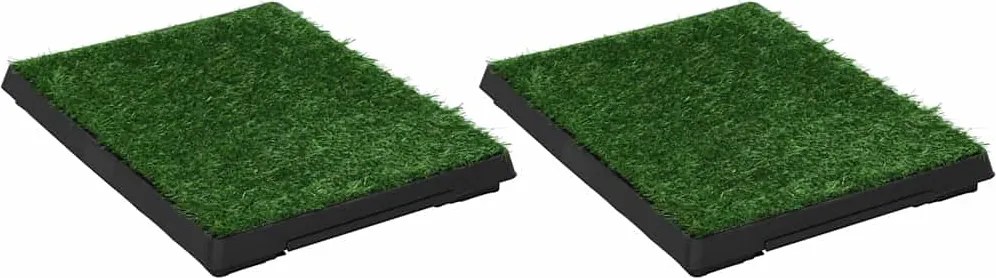 vidaXL 2 darab zöld kisállat WC tálcával és műfűvel 63x50x7 cm