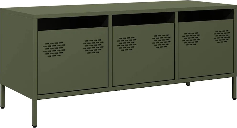 vidaXL olívazöld hidegen hengerelt acél TV-szekrény 101,5x39x43,5 cm
