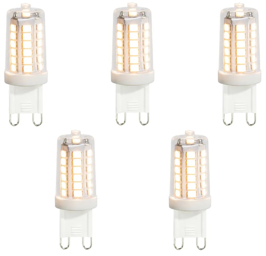 5 darabos átlátszó G9 LED izzó szett 3,5W 480lm 3000K