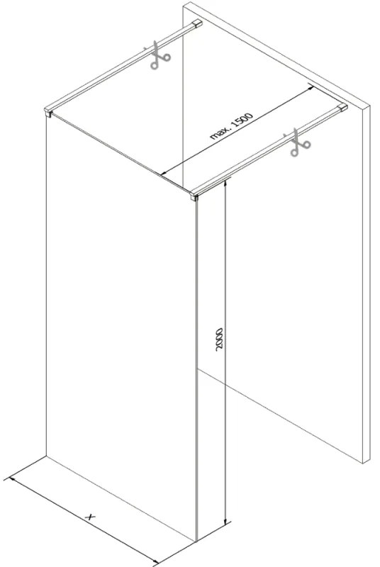 Mexen Kioto, Walk-In zuhany paraván 120 x 200 cm, 8 mm-es üveg bordás mintával, króm profil, 800-120-002-01-09