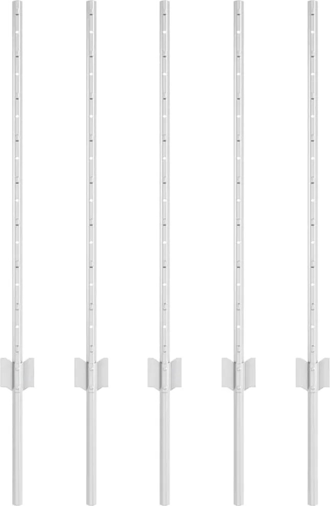 vidaXL Kerítésoszlop 5 pcs Ezüst 80 cm Acél