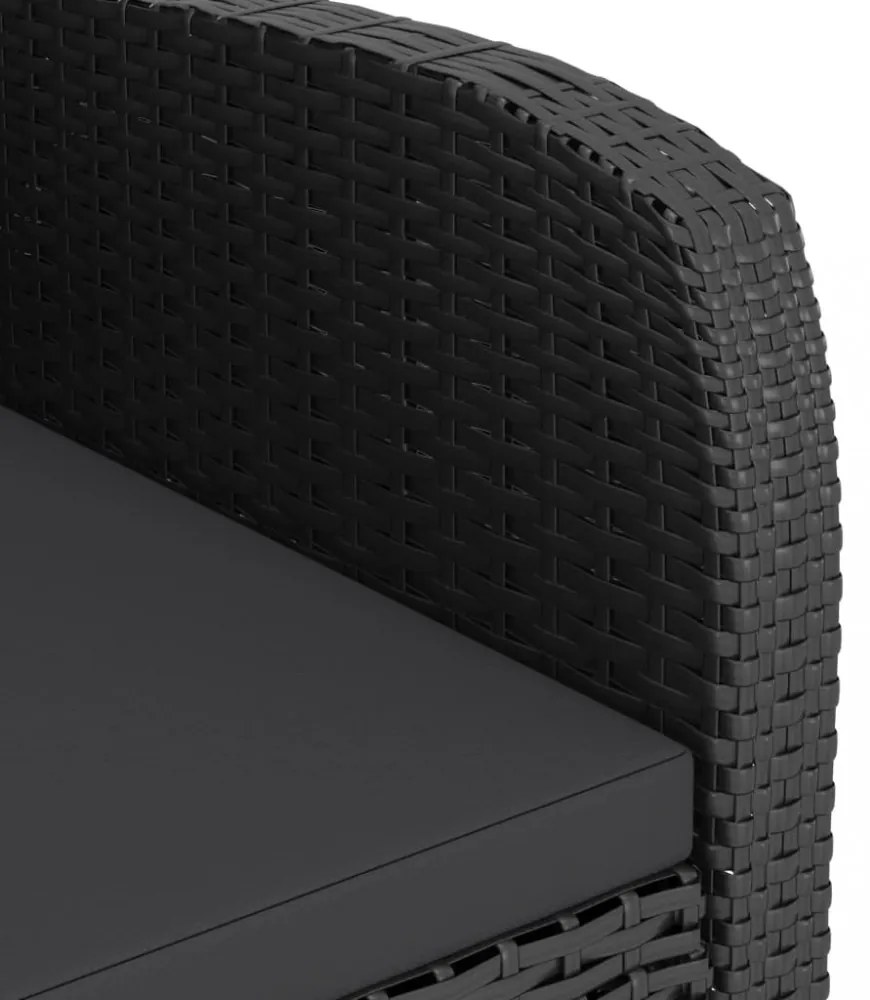 11 részes fekete polyrattan kültéri étkezőszett párnákkal