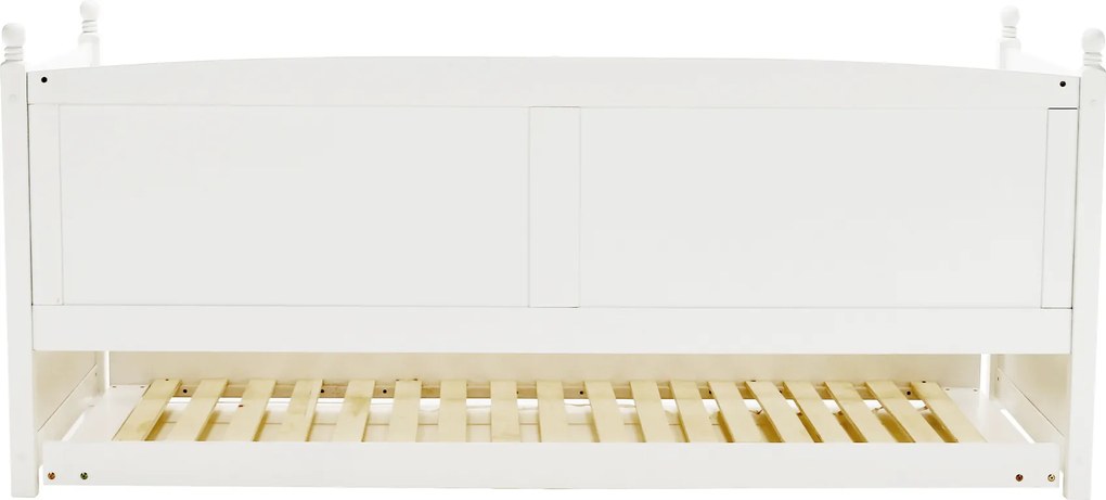 Ágy pótággyal, tűnyalábos fenyőfa, fehér, 90x200, GLAMIS