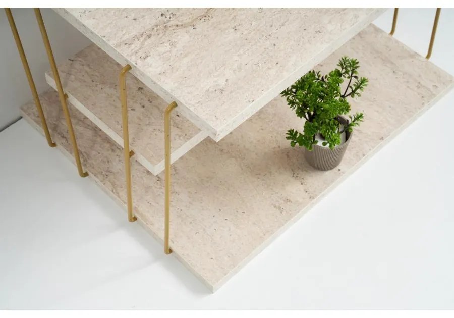 Kis asztal Lifon - Arany, Travertine