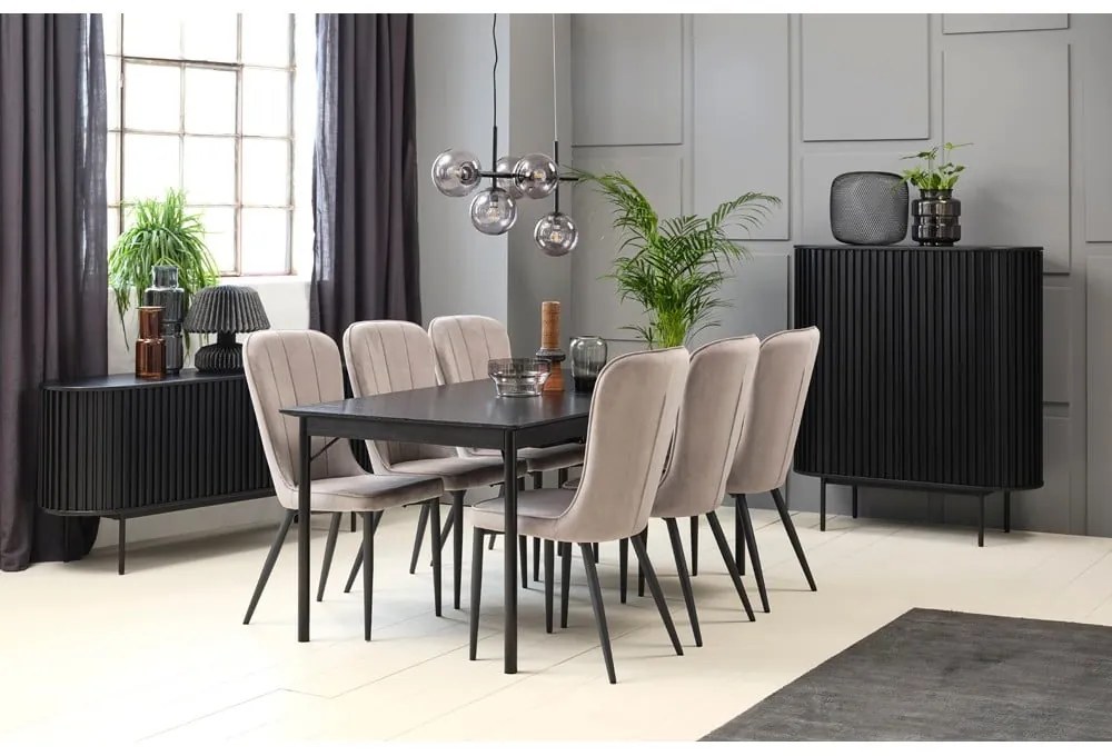 Fekete szekrény tölgyfa dekorral 125x110 cm Siena – Unique Furniture