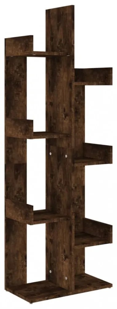 füstös tölgy színű szerelt fa könyvszekrény 48 x 25,5 x 140 cm
