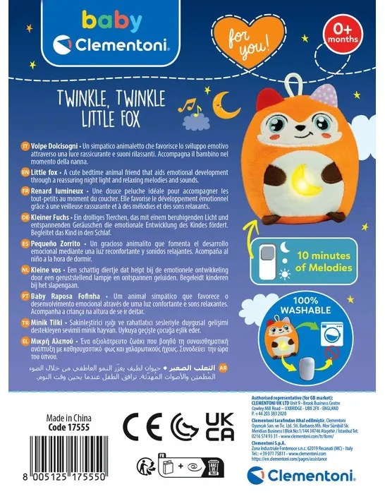 Róka Twinkle Twinkle éjszakai fény és játék Clementoni