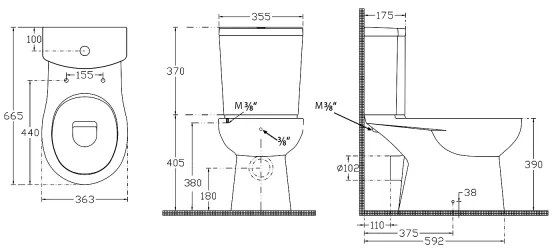 Sapho - kombinált WC kézi bidézuhannyal, hátsó kifolyással, kerámia/fehér